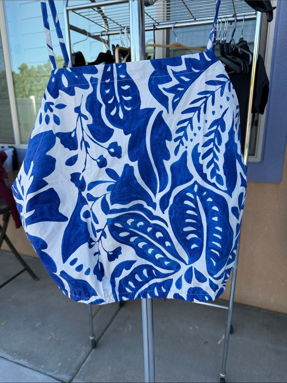 Banana Republic White Dress with Blue Botanical Print